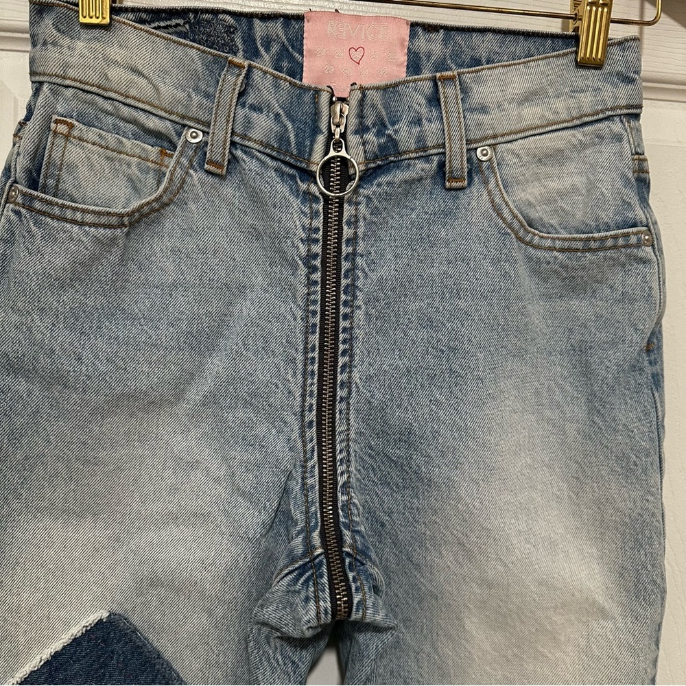 REVICE Denim Blue Ankle Cropped Jeans with Distressed Hem Size 26 Made in USA - Picture 15 of 16
